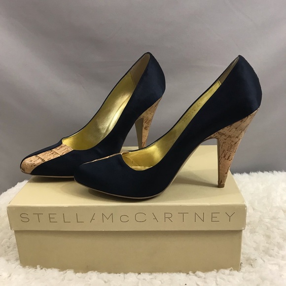 Stella McCartney Shoes - Stella McCartney Navy satin and cork pumps NEW!
